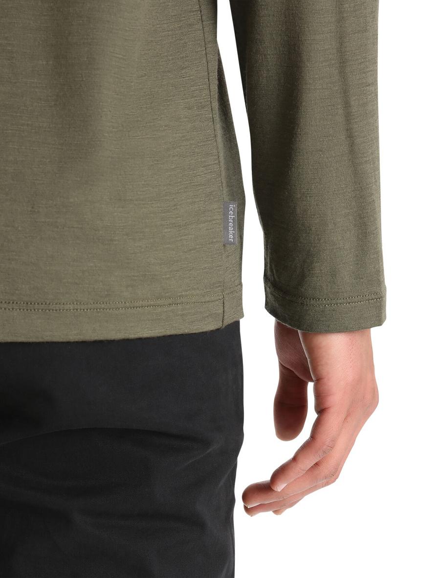 Icebreaker Merino Granary Pocket T-Shirt Miesten Long Sleeve Oliivinvihreä | FI 1238MQZA